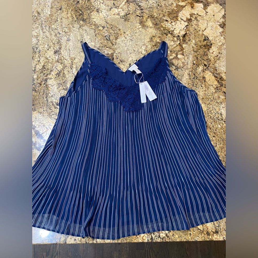 Chico’s Women’s Convertible lace trim soft pleated tank - Brand new!  3 (14)